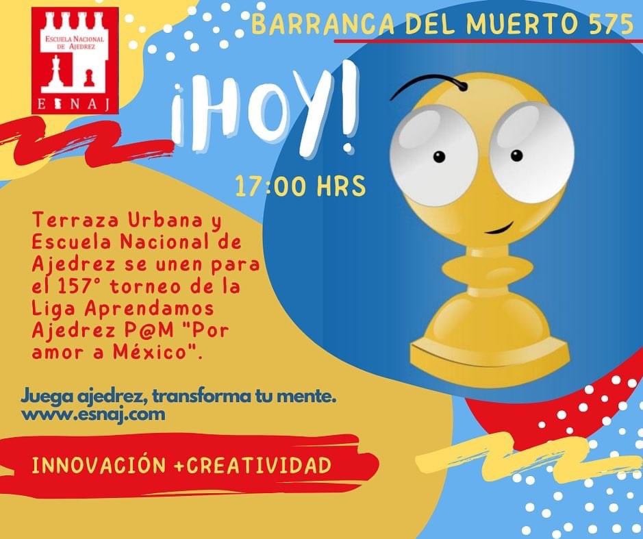 TerrazaUrbanamx's tweet photo. ♟ 
#esnajmex #Ajedrez #AprendamosAjedrez  #esnaj #escuelanacionaldeajedrez 
#teesperamos https://t.co/K83WSzKwHl