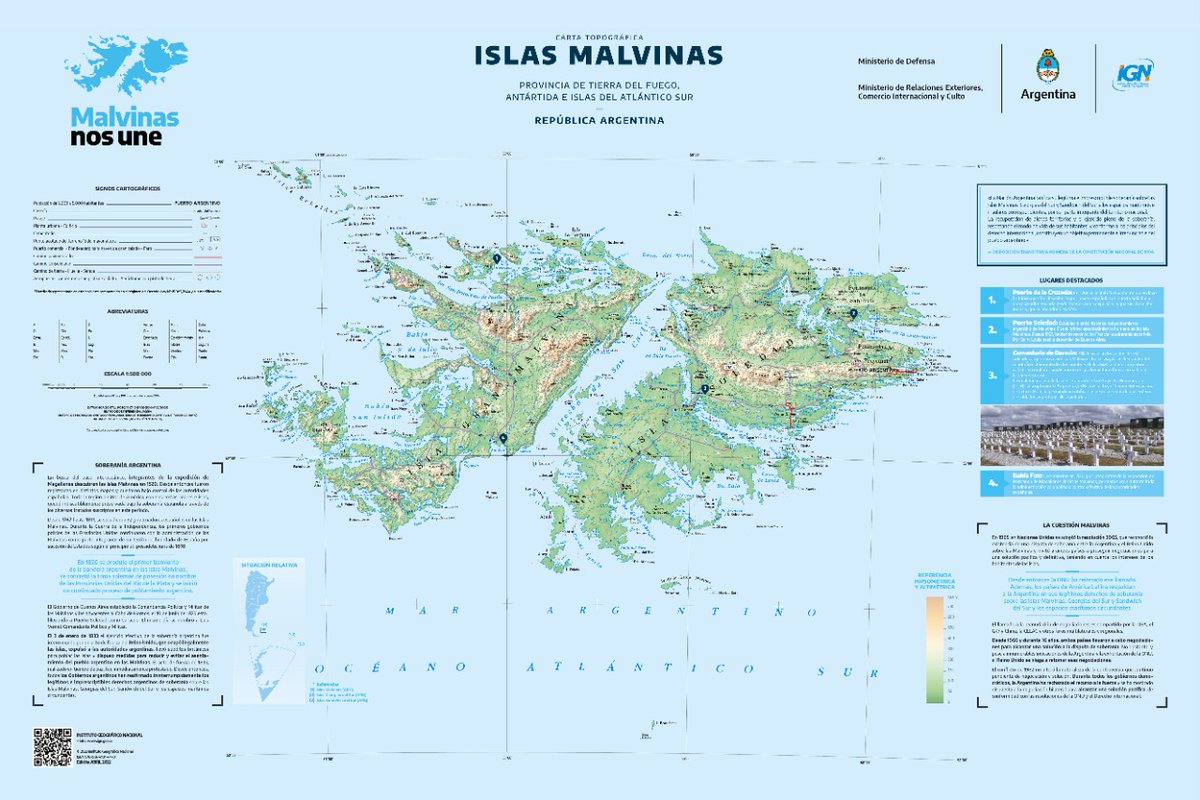 norabar's tweet photo. A 40 años del conflicto de Malvinas, el Instituto Geográfico Nacional (IGN)  dio a conocer una edición especial sobre las Islas Malvinas, Georgias del Sur, Sandwich del Sur y los espacios marítimos e insulares correspondientes en escala 1:500.00 👇 https://t.co/cqMUp0UcgP