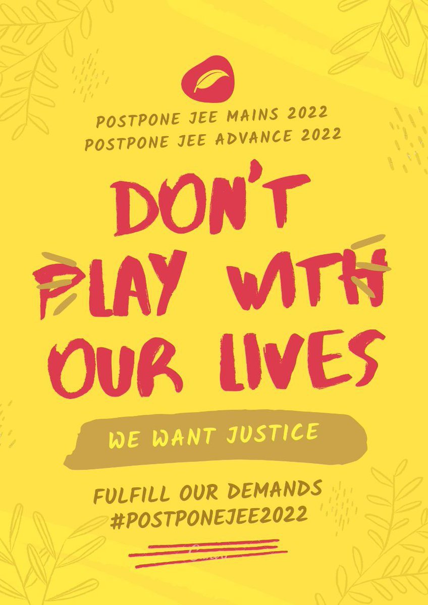 das_simiran's tweet photo. Boards clashing with JEE 
No fair attempts for board students 
Reduction of attempts at last moment
NTA not receiving supreme Court orders. 
Listen to students plea give us fair attempts. Conduct JEEmain after boards. 
@dpradhanbjp

@PMOIndia

#JEEStudentsWantJustice https://t.co/mVM3z8UiqH