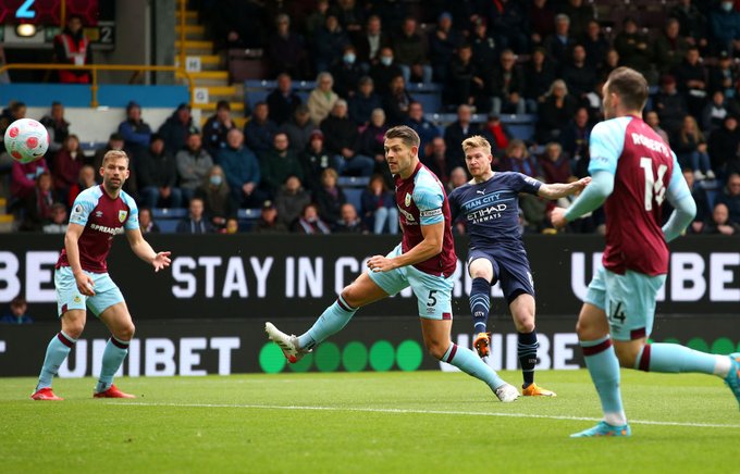 De Bruyne mở tỷ số trận Burnley vs Man City