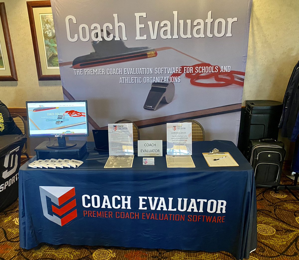 coach_evaluator's tweet photo. Coach Evaluator booth ready to go at the West Virginia AD conference! #wvada @JamieTallman2 https://t.co/dPrcOnuC2u