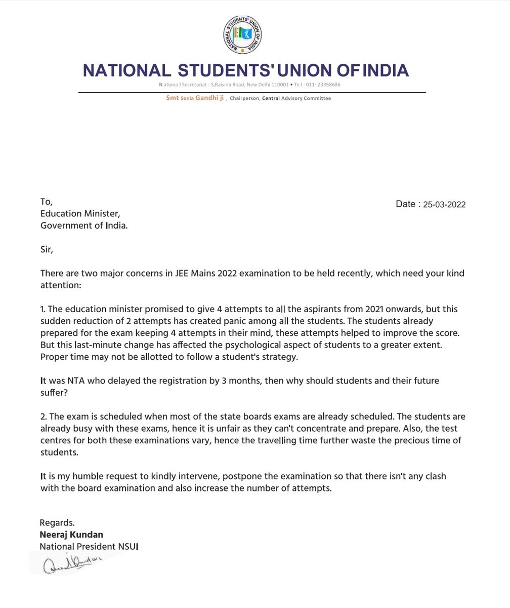 ark_tara's tweet photo. Last year Education Minister @DrRPNishank sir promised students that they will conduct JEE Main 4 Attempts from 2021. Now they are going back on their promise that too 45 days before the exam.
@dpradhanbjp @DG_NTA @vineet_k26

Student's demand is genuine!!
#JEEStudentsWantJustice https://t.co/CnvqNwkQ6U