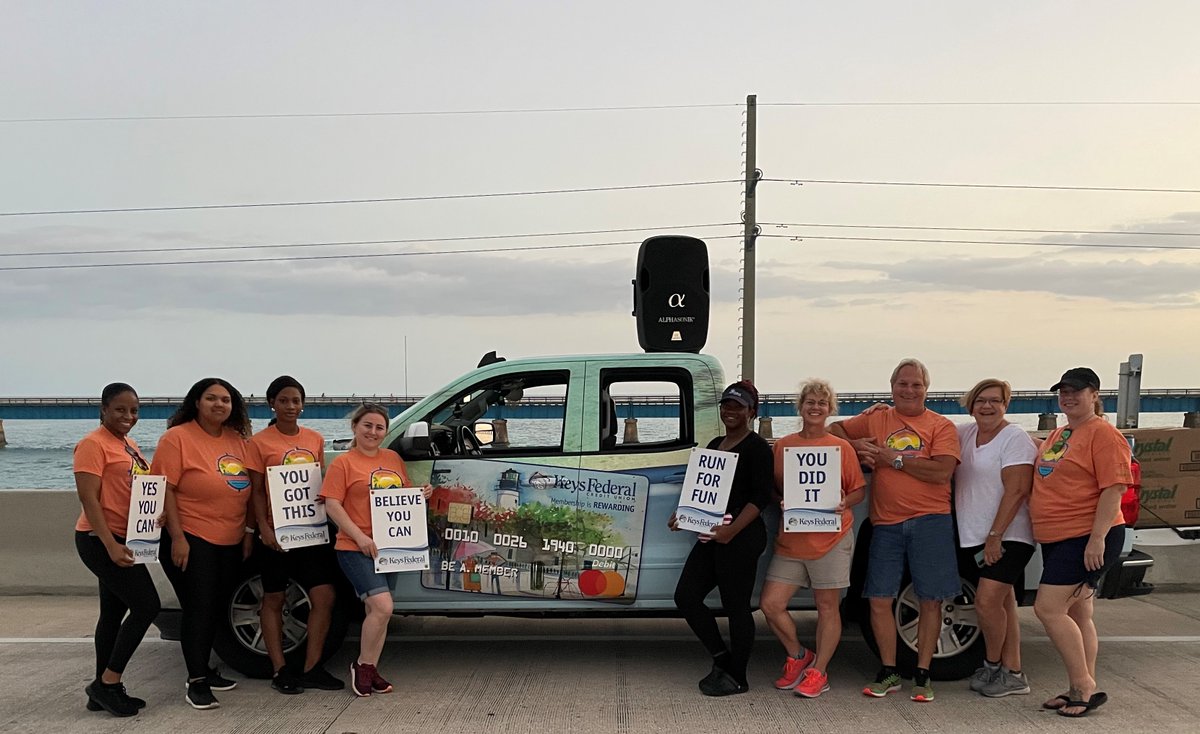 KeysFCU's tweet image. Congratulations to all the @7 Mile Bridge Runners this morning! It was Keys FCU's pleasure to sponsor this year's race and host the water, music and motivation station at MM5! Cheers to the very last runner. See you next year! #LocalsHelpingLocals #beatthebus #7MBR #banklocal