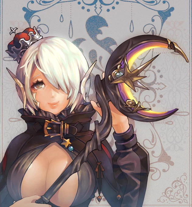 プリンセスミニクラウンを手に入れた記念イラスト。
FF14アウラちゃん。 