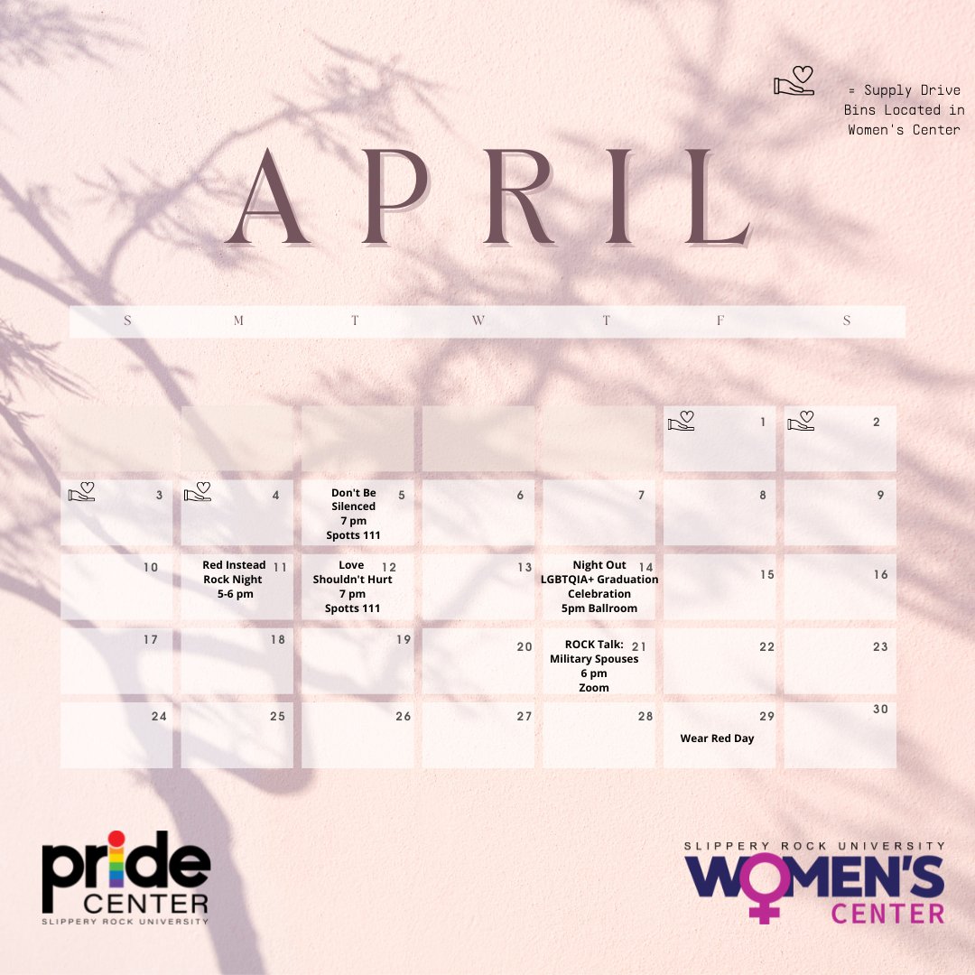 Check out our upcoming schedule of events with our April Calendar! More information about all events can be found on CORE ✨