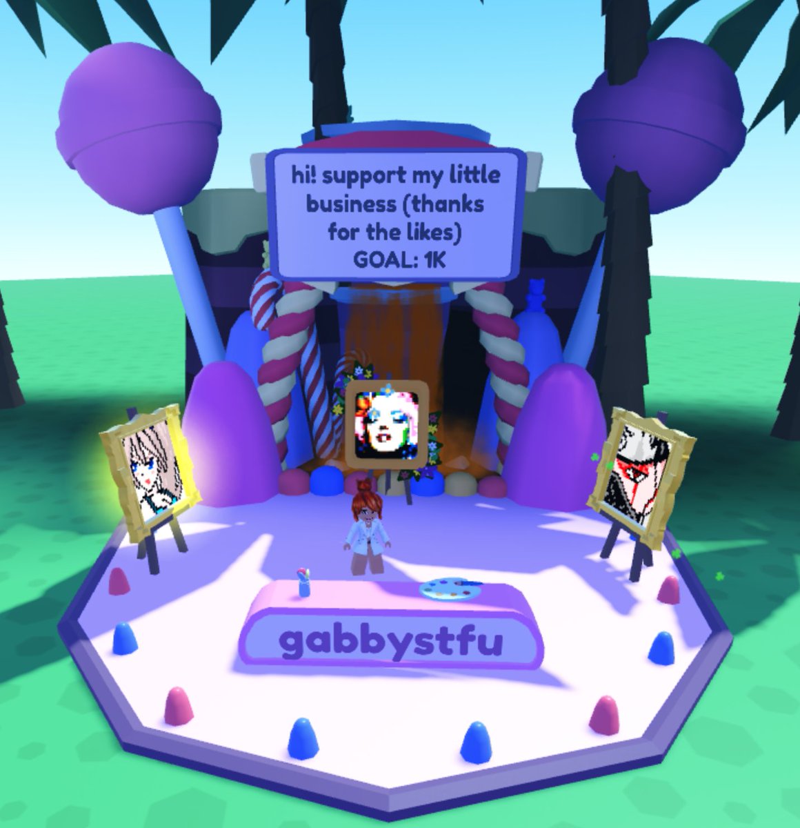 gabsluvss's tweet photo. I got the new candy stand! #starvingartistsRBX #Roblox #robloxdrawing https://t.co/JoSVcuPjop
