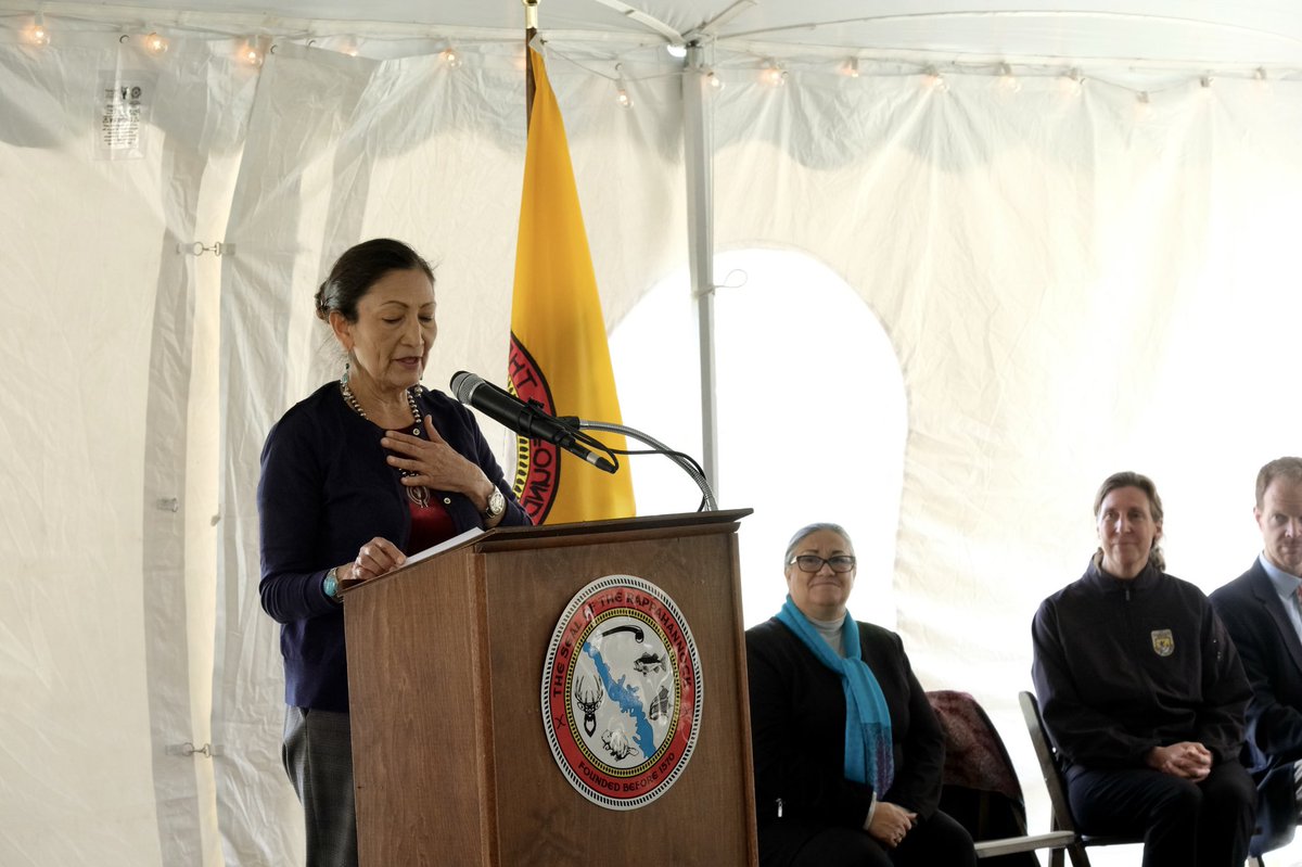 SecDebHaaland's tweet photo. .@Interior is committed to strengthening our nation-to-nation with Tribes and their communities. Yesterday, I was honored to stand with Chief Anne Richardson and the Rappahannock Tribe in Virginia as 465 acres of their ancestral homeland at Fones Cliff was returned. https://t.co/YpunfPMinZ