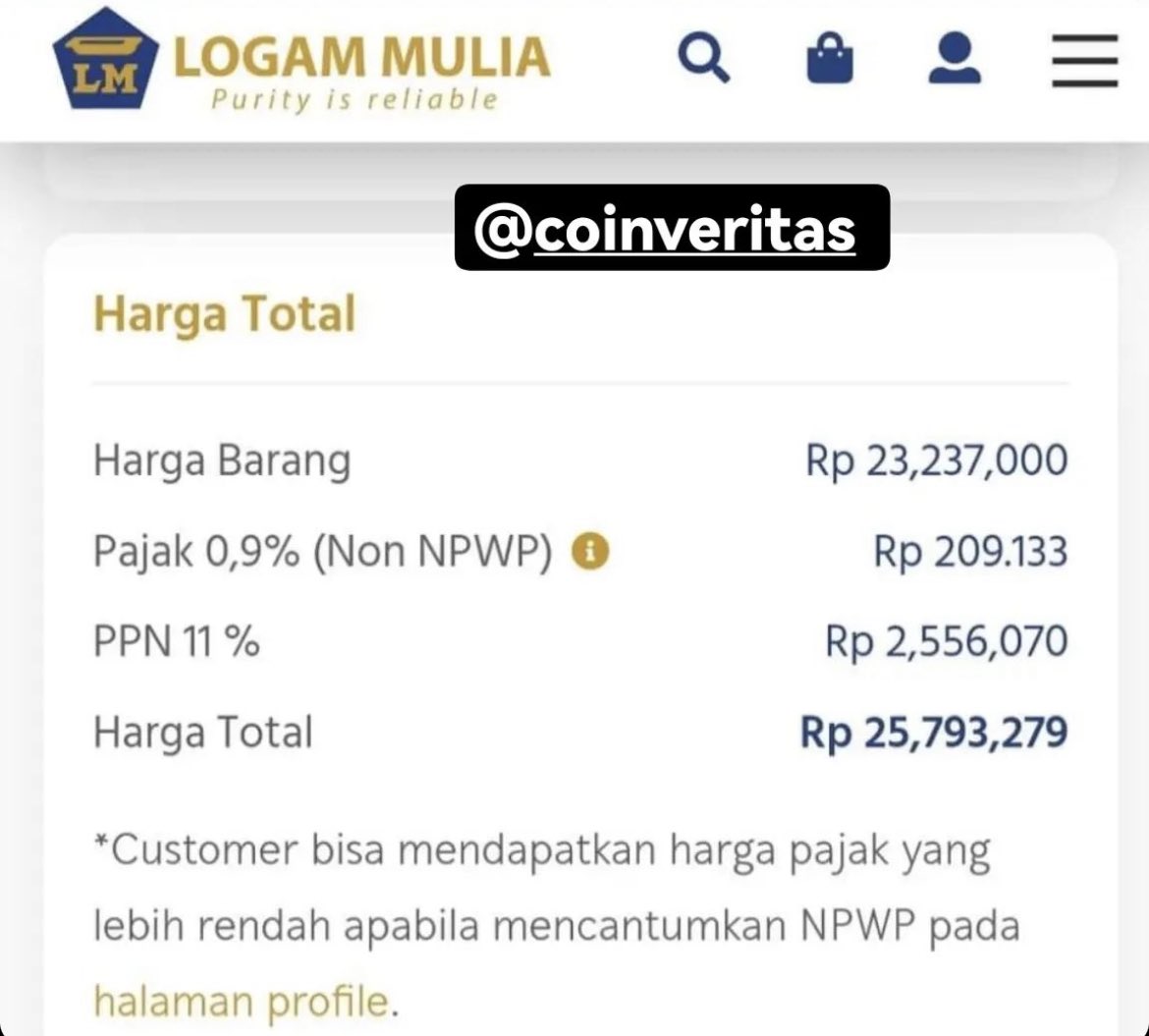 pretcieux's tweet photo. Emas adalah instrumen investasi? 
Pikir lagi.
Begitu Anda beli emas di Indonesia, Anda udah dikenakan:
1. Pajak Logam Mulia (0.9%)
2. PPN (VAT) 11%
Sedangkan CAGR emas selama 10 tahun terakhir sekitar 1.97%. 
Beli emas bikin tambah kaya?

Credit: Philip Ransford. #btc #bitcoin https://t.co/QUaQ8HCQcK