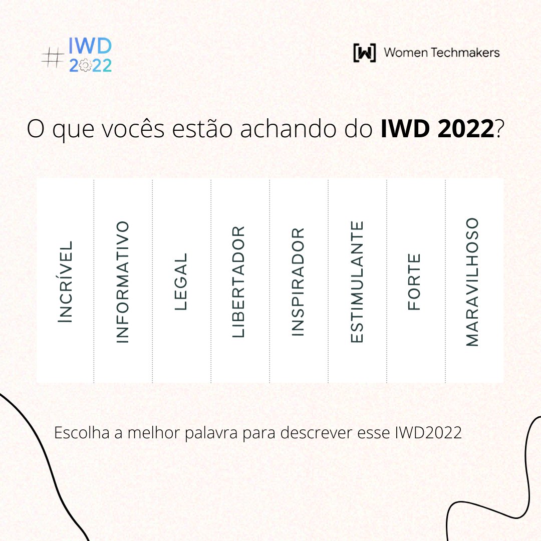 WTMRio's tweet photo. Nós queremos saber a SUA OPINIÃO ✨ O que vocês estão achando do nosso evento e das palestras? 
🤓  #IWD2022 #ProgressNotPerfection https://t.co/Cj8f96zf7C