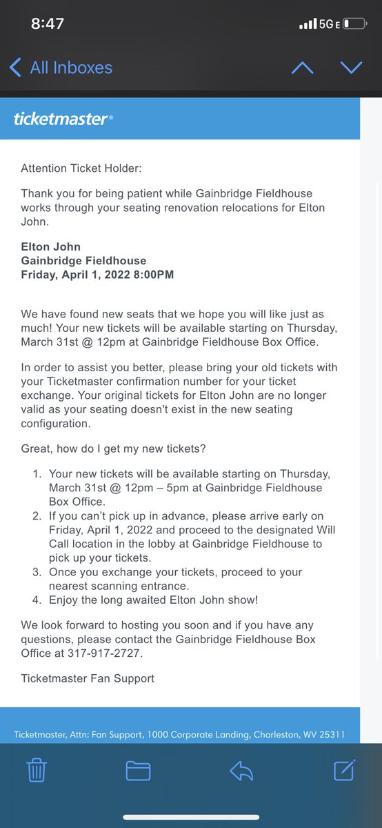NicoleDiann's tweet photo. @mel6676 @GainbridgeFH Hello, I’m just curious about the method you used for purchase? I used Ticketmaster @TMFanSupport and purchased mine in 2018. I received only one email from Ticketmaster telling me to pick up my new ticket at will call. Nothing was auto updated. https://t.co/0CyrsfvIPc