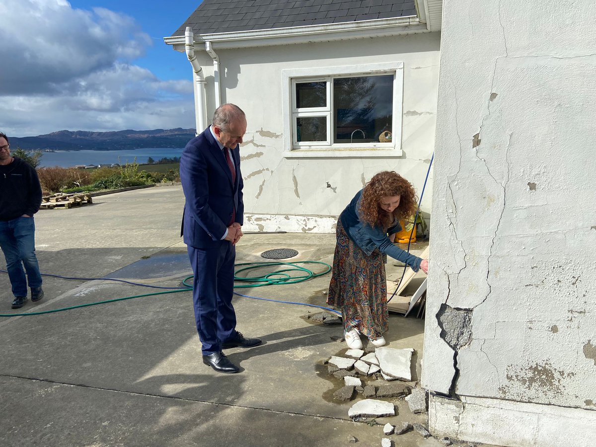 mag_justice's tweet photo. An Taoiseach @MichealMartinTD and Minister @McConalogue spent some time today at the home of Claire and Greg McDaid. An Taoiseach was shocked at the crumbling walls and over a cup of tea he listened to the impact this crisis is having on the McDaid family
#MicaRedress https://t.co/usQDYi1CnE
