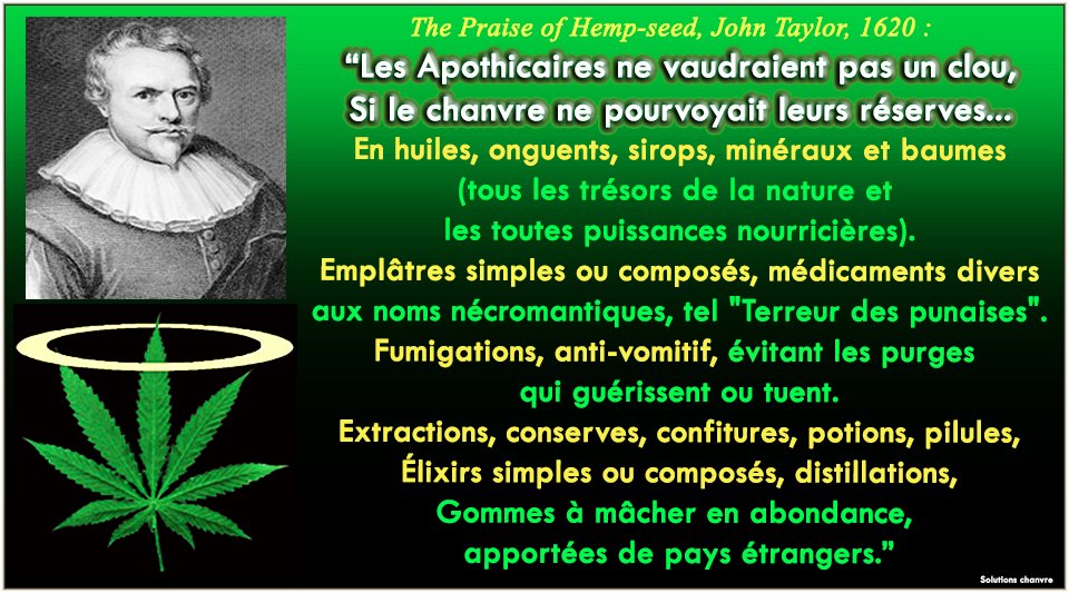 chanebau's tweet photo. En 1620, un poème de John Taylor, énumère les produits thérapeutiques à base de chanvre en vente dans les pharmacies anglaises : 
"Les Apothicaires ne vaudraient pas un clou,
Si le chanvre ne pourvoyait leurs réserves,
En huiles, onguents, sirops, minéraux et baumes, Emplâtres... https://t.co/AACw3yWNDx