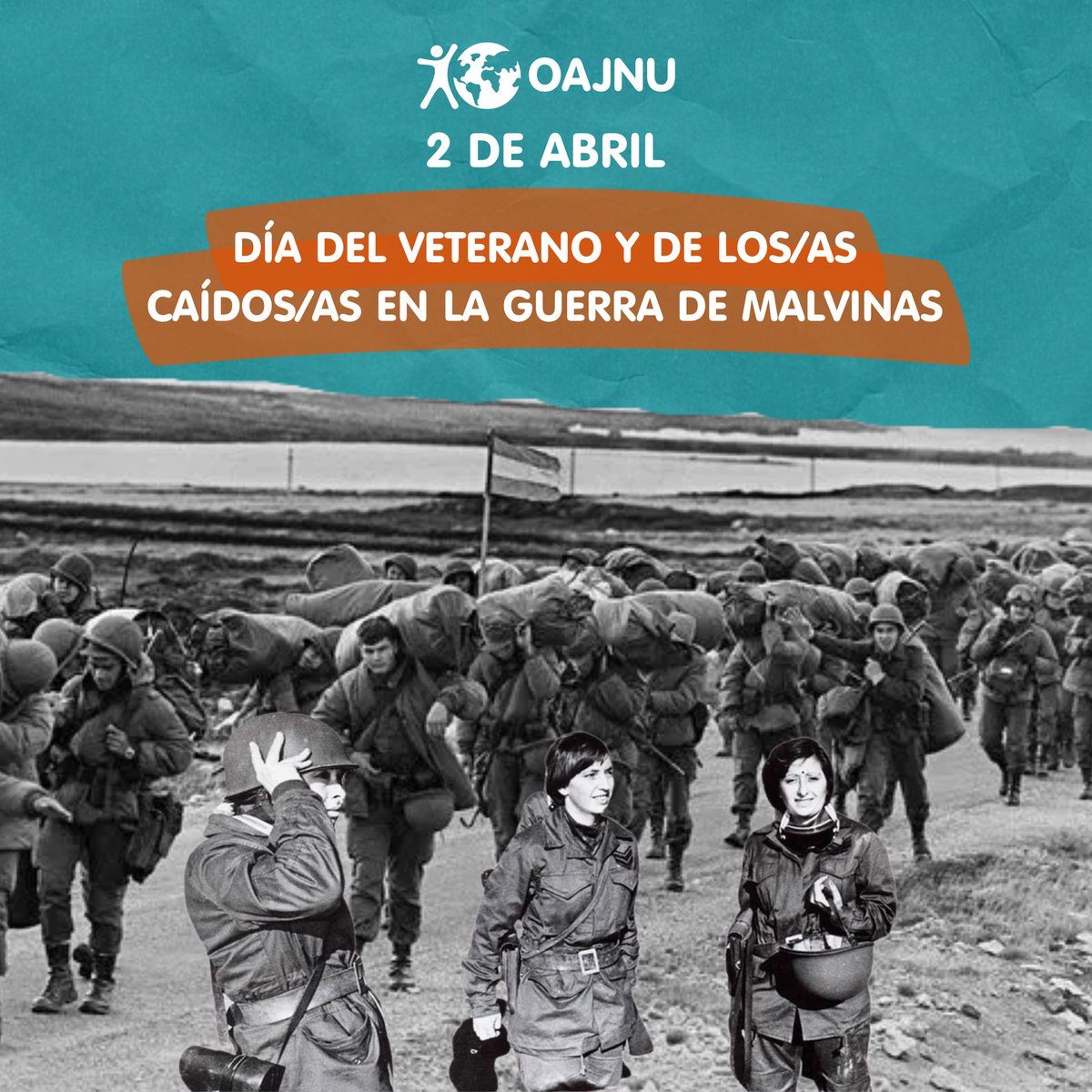 oajnu's tweet photo. A 40 años de la guerra de Malvinas, conmemoramos a los y las más de 10 mil jóvenes que dejaron su vida por nuestra bandera en defensa de la soberanía argentina. https://t.co/csfhsQih6e