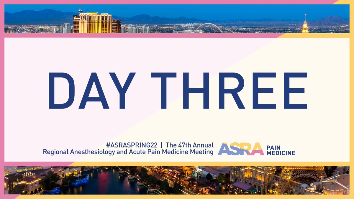 It's Day 3 of #ASRASPRING22 already?! Here's a peek at what's in store for our final day: 🏆 Gaston Labat Award lecture (get your lunch tickets!) 💼 Practice Advisory Updates 🎉 Saturday Night Celebration ➡️ and more! Let's make it our best day yet!