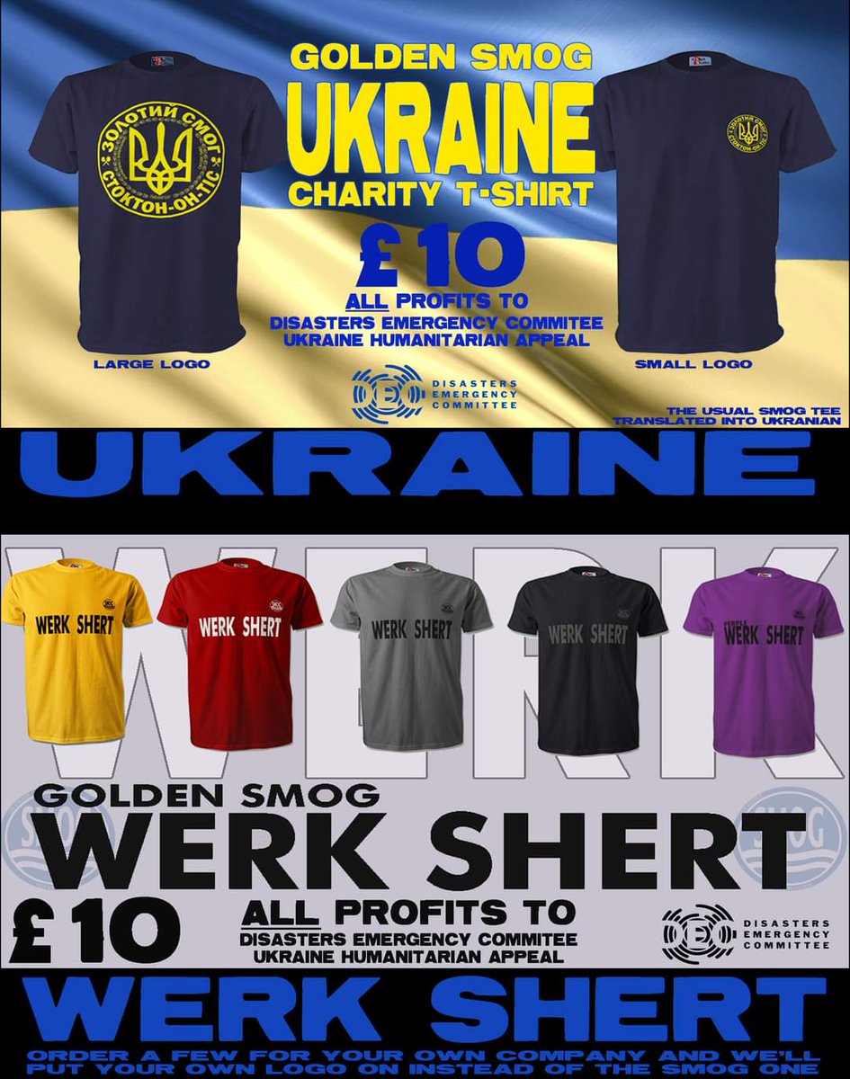 You all help us to support various local charities and we will always continue to do that however, a lot of Smoggies have asked if we are going to raise money for the crisis in Ukraine so here we go.. Buy one of these t-shirts and ALL profits, every penny goes to the @decappeal