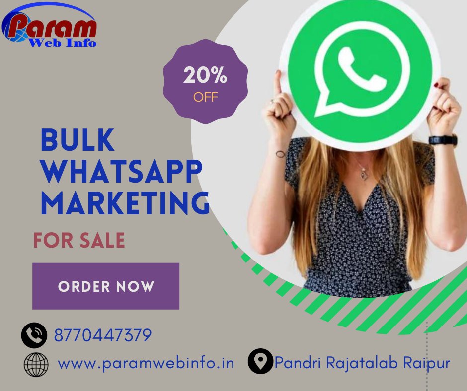 Paramwebinfo20's tweet image. whatsapp बल्क मैसेज अब पाए आकर्षक दाम पे और पाए कस्टमर रीच 
चाहे प्रोडक्ट को पहुंचना हो या अपने बिज़नेस की सर्विसेज संपर्क कीजिये परमवेबिन्फो पंडरी राजा तालाब 
दिए गए नंबर पे कॉल कीजिये 
#bulkwhatsappsms 
#bulksms 
#emailmarketing