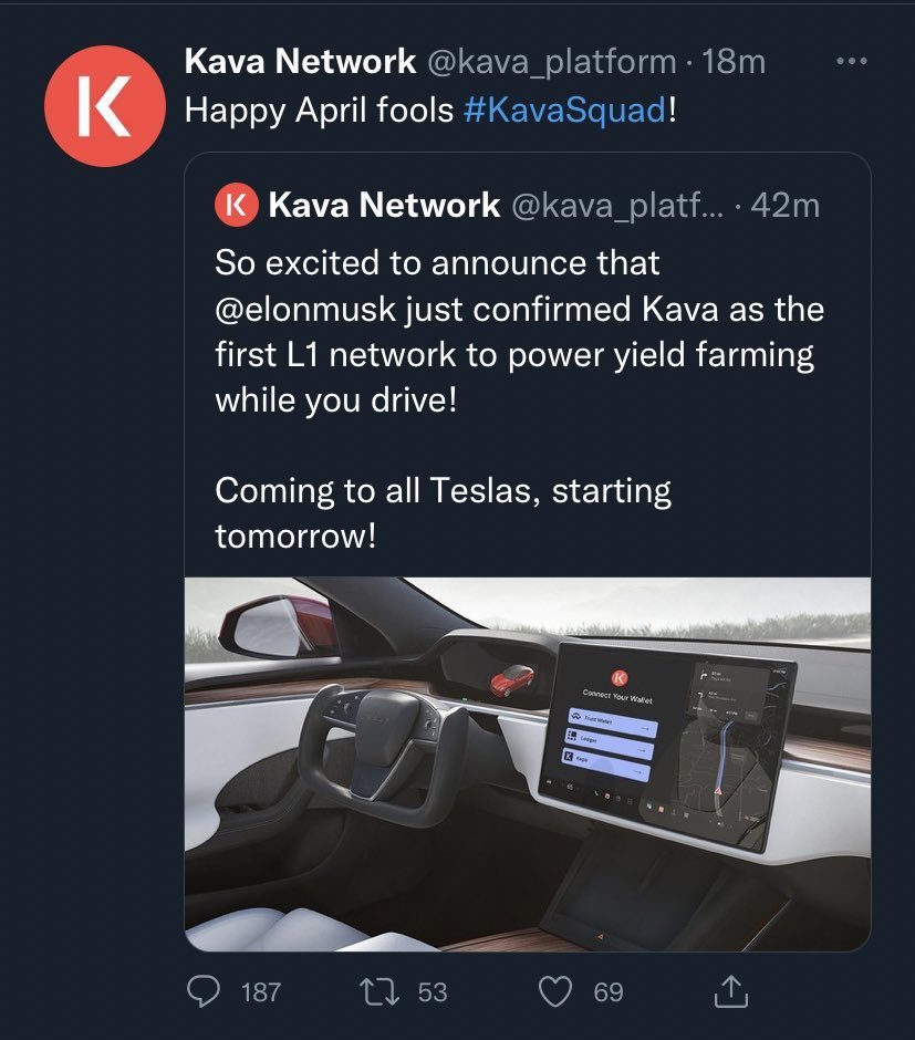 TikiBuyuk's tweet photo. Never ever invest #KAVA , theyโre stupid amateurs. @kava_platform #aprilfoolsday #kavaplatform https://t.co/lNPEE8Ogtu
