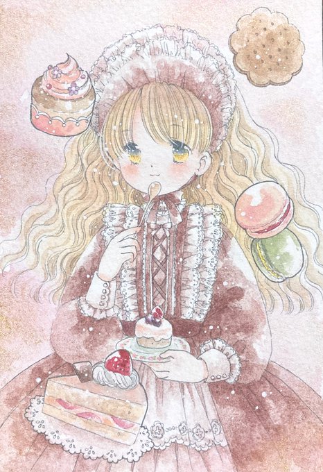 「holding sweets」 illustration images(Latest)