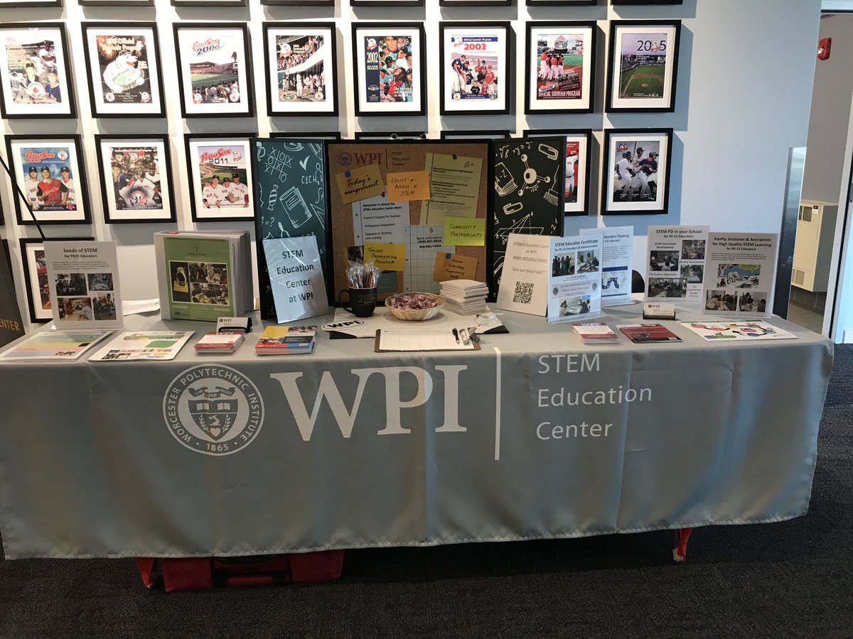 Donna ⁦<a href="/WPISTEMCenter/">WPI STEM Ed. Center</a>⁩ table ⁦<a href="/WPI/">WPI</a>⁩ #TouchTomorrow and non-stop crowds! Come see us!