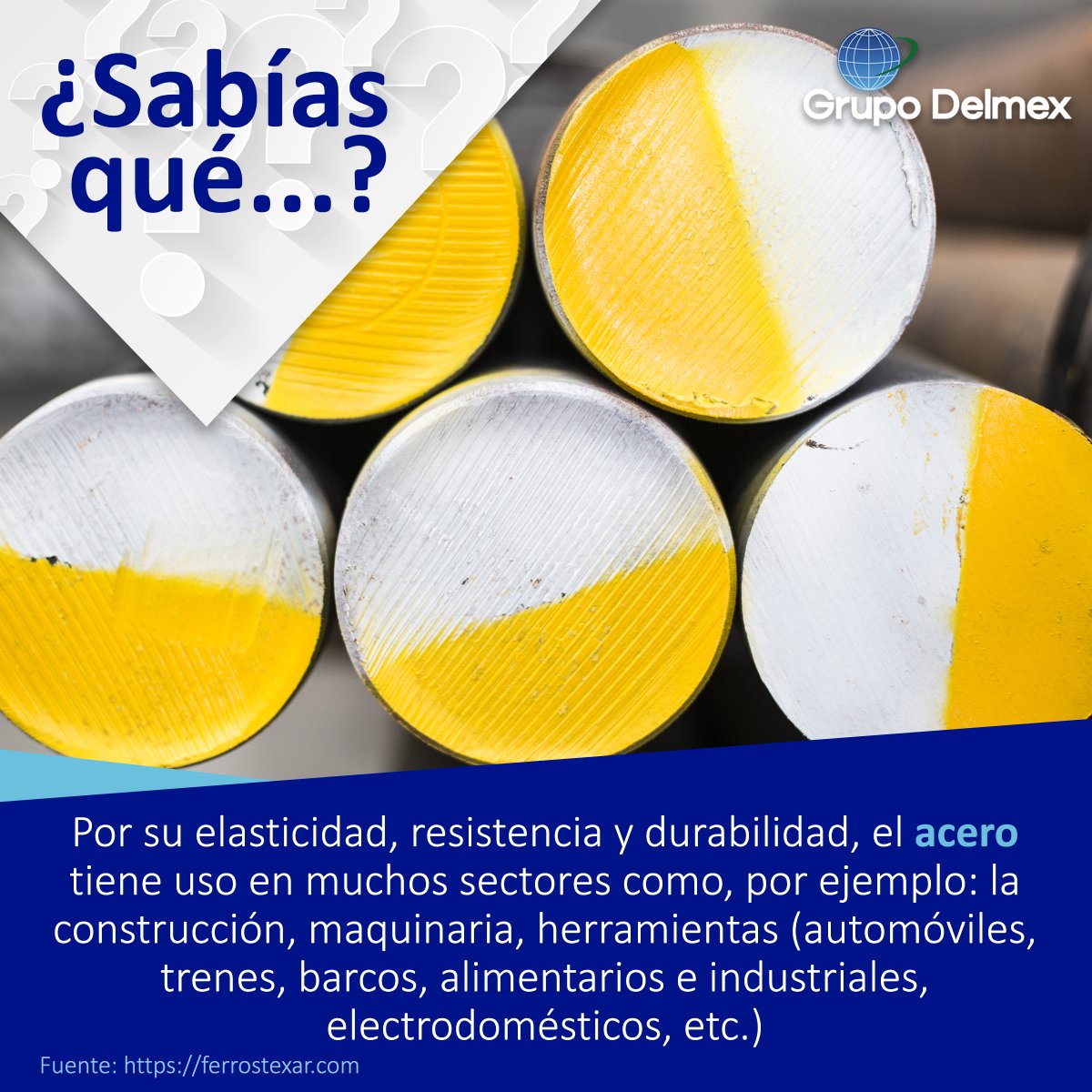 GrupoDelmex1's tweet photo. 🤓¿Sabías qué…? | #GrupoDelmex
✅Contamos con aceros de grado maquinaria, grado herramienta, aluminio, comerciales e inoxidables.
Contáctanos:
📞(81) 8384-8992, 93 y 94
🌐https://t.co/okw8C6DOu9
📨ventas@delmex.mx
#acero #acerosespeciales #calidad #servicio #specialsteel #steel https://t.co/8oIt9BWbd9