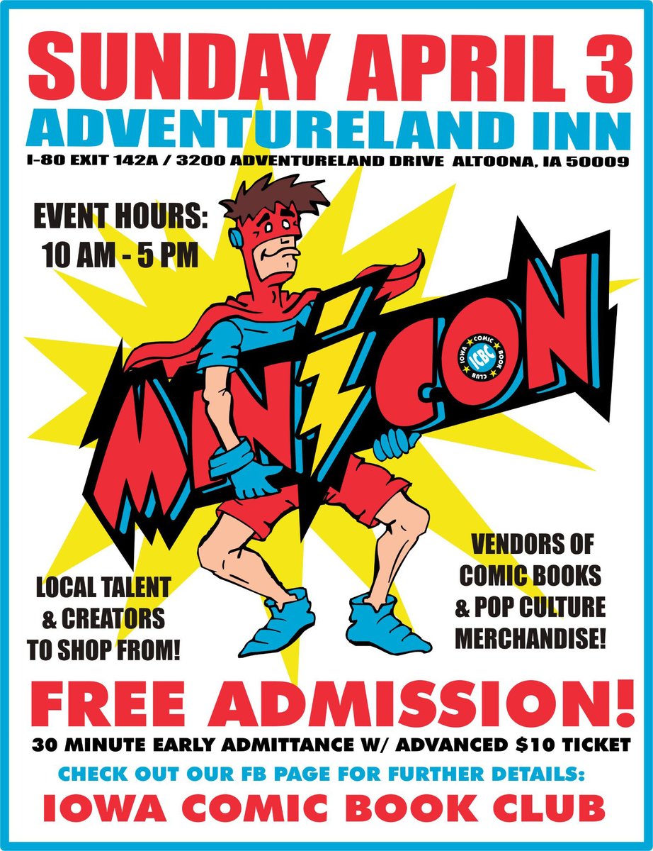We are going to be at the ICBCMiniCon tomorrow. It will be at the Adventureland Inn, which is in Des Moines, Iowa. Admission is free! We are bringing the "Big Book" which has been a fan favorite from our previous conventions. It is loaded with new art.  We'd love to see you there