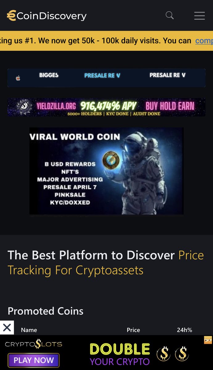 ViralWorldCoin's tweet photo. HERE WE ARE NO FAKE HYPE VIRAL WORLD COIN IS LIVE ON COINDISCOVERY APP MANY MORE TOO COME!! PUBLIC PRE SALE APRIL 7 DONT MISS OUT

https://t.co/eFWYpl2jCL

#presale #pinksale #btc #binance  #coindiscovery #moon #invest https://t.co/O1TZS5kvz1