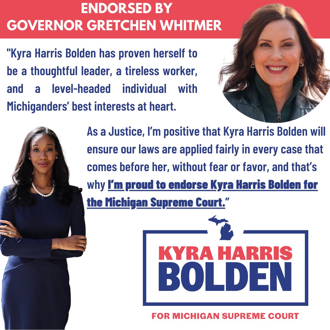 KyraHBolden's tweet photo. The State Endorsement Convention is one week away and we are proud to announce we have earned the endorsement of our Governor @gretchenwhitmer! We are excited to share this news and we hope to see you at Convention! #jointhemovement https://t.co/E5R2t6W329
