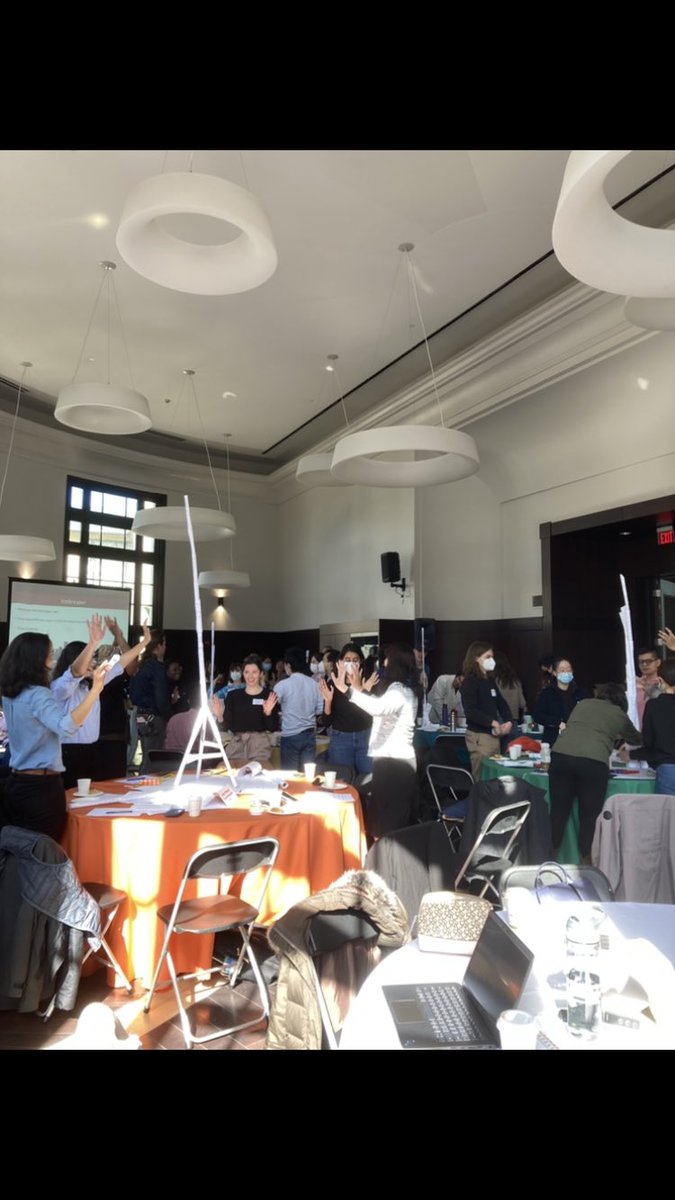 CMUBlockCenter's tweet photo. In person events and hands-on icebreakers are back! Team @GPNPpgh is the winner with the tallest paper tower, kudos! #scopeathon https://t.co/CBFqO1VeiT