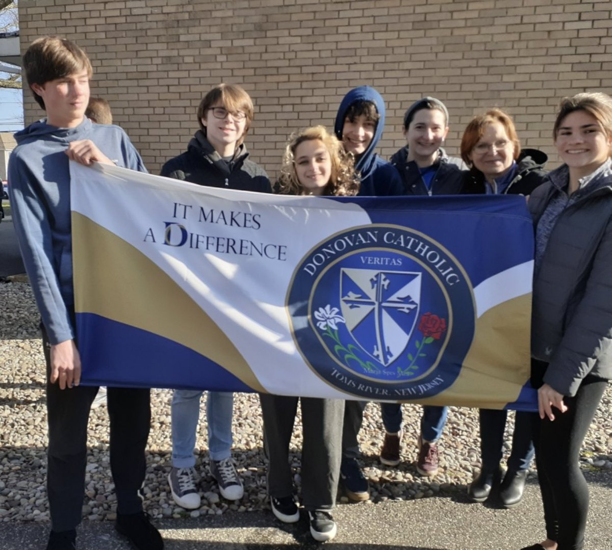 Miss Dollman and Mrs. DeBlasio accompanied Donovan students  as they participated in a walk this morning to raise awareness for the needs of those who are homeless in Ocean County.