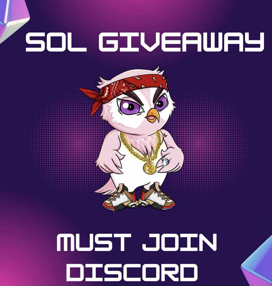 💎Solana Giveaway 💎

📅Project: <a href="/solanaowls/">Diamond Owl Club|2.0|2023</a>

🏆.5 $SOL ($70)
🏆5x WL Spots 
🏆1X Solhub Discord inv

To Enter: 
1⃣Follow <a href="/solanaowls/">Diamond Owl Club|2.0|2023</a> 
2⃣ ❤️, RT &amp; tag 3 friends
3️⃣ MUST JOIN Discord: discord.gg/solanaowls

🔔Winners announced in 48 hours🔔 

#SolanaNFTs  #NFTGiveaway