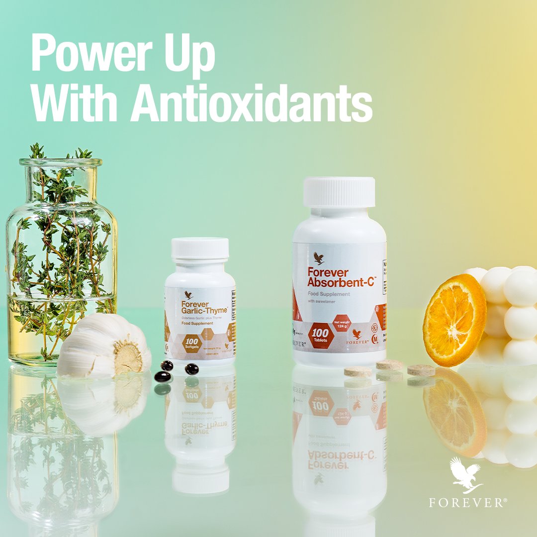 Looking to add more antioxidants into your diet to boost immune function? Thyme in Forever Garlic Thyme and the vitamin C in Forever Absorbent-C both contain antioxidant properties to fight free radicals and protect your body from oxidative stress.