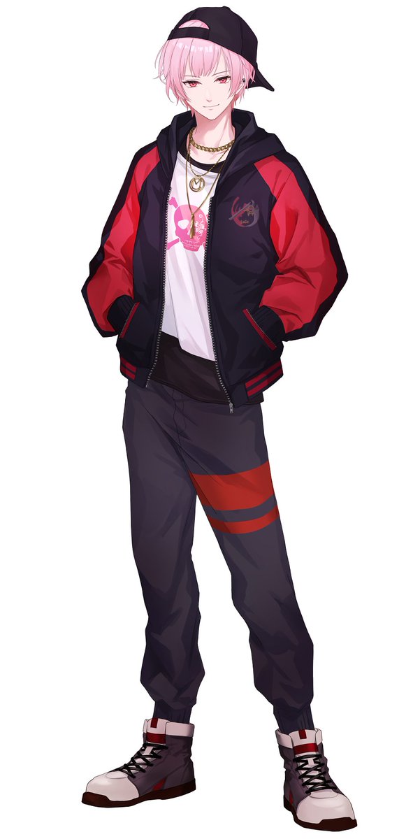 mori calliope genderswap (ftm) hat pink hair jacket male focus hands in pockets 1boy  illustration images