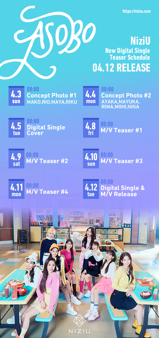 FoxBoxKPop's tweet photo. NiziU - ASOBO (Comeback Teaser Image &amp; Schedule)

#NiziU #NiziU_ASOBO #NiziU_Comeback #KPop https://t.co/i5KHWmTttC
