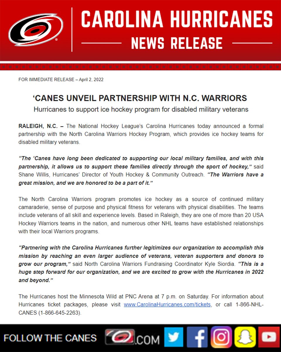 Carolina Hurricanes Warriors tweet media