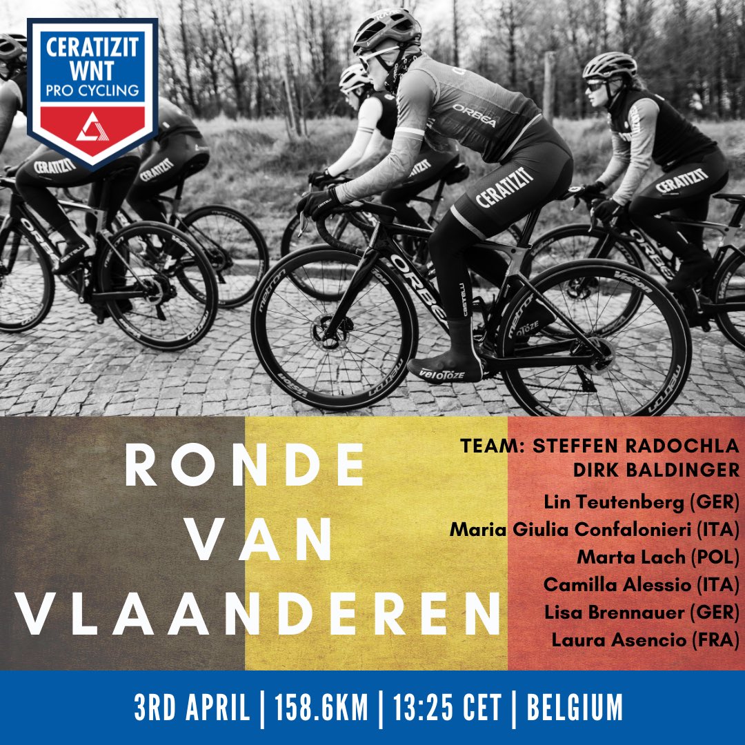 We’re ready. Tomorrow, De Ronde🦁 Our riders who will tackle the 158.6km @RondeVlaanderen 🇧🇪 🇩🇪 @LinTeutenberg 🇮🇹 @confa_mg 🇵🇱 @martusialach 🇮🇹 @CamillaAlessio 🇩🇪 @LisaBrennauer 🇫🇷 Laura Asencio Live from 15:00CEST: Eurosport, GCN, Sporza, Flobikes, Raisport, FranceTV #RVV22