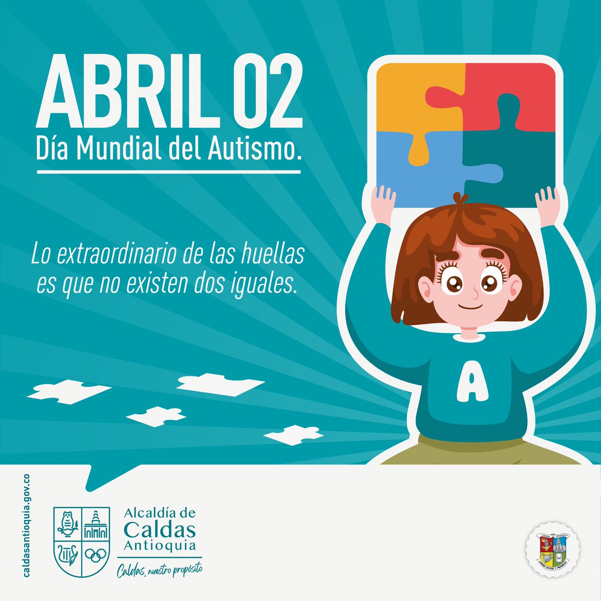 #2deAbril 💚Día Mundial de la concienciación sobre el autismo. 

#RecuerdaQue 🫶🏻 Las personas autistas no viven en su mundo, viven en el #Nuestro. 

¡¡Para entender al autista no se necesitan fórmulas, se necesita amor!! ✨🙌🏼

#CaldasNuestroPropósito