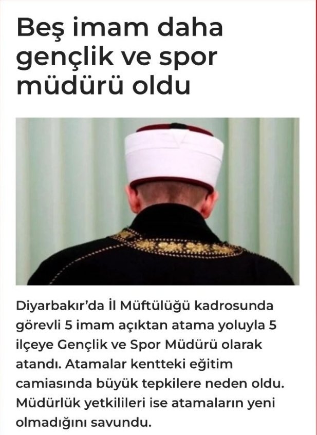 Bu haber doğru mu ? Sayın yetkili vasıf/li/sız/lar ? 
Eğer doğruysa Marmara Spor Akademisinden  mezun biri olarak;  İmam olarak atamamı yapmanızı istiyorum.. Çok iyi vaaz veririm..!!!
#meb #gsbakhisargençlikmerkezi #otizm #imam