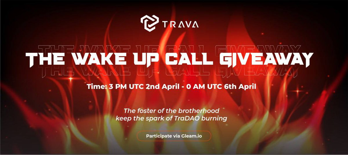 trava_finance's tweet photo. 💥THE WAKEUP CALL GIVEAWAY - #TravaKnightNFT GIVEAWAY

To show our appreciation to our brave and loyal knights, we would like to launch an exclusive airdrop: 

⏳Time: Until 0AM UTC 27th April
⭐️Participate in the Giveaway Event via ⬇ https://t.co/AkUaURvbbu https://t.co/c2jb3U7mF5