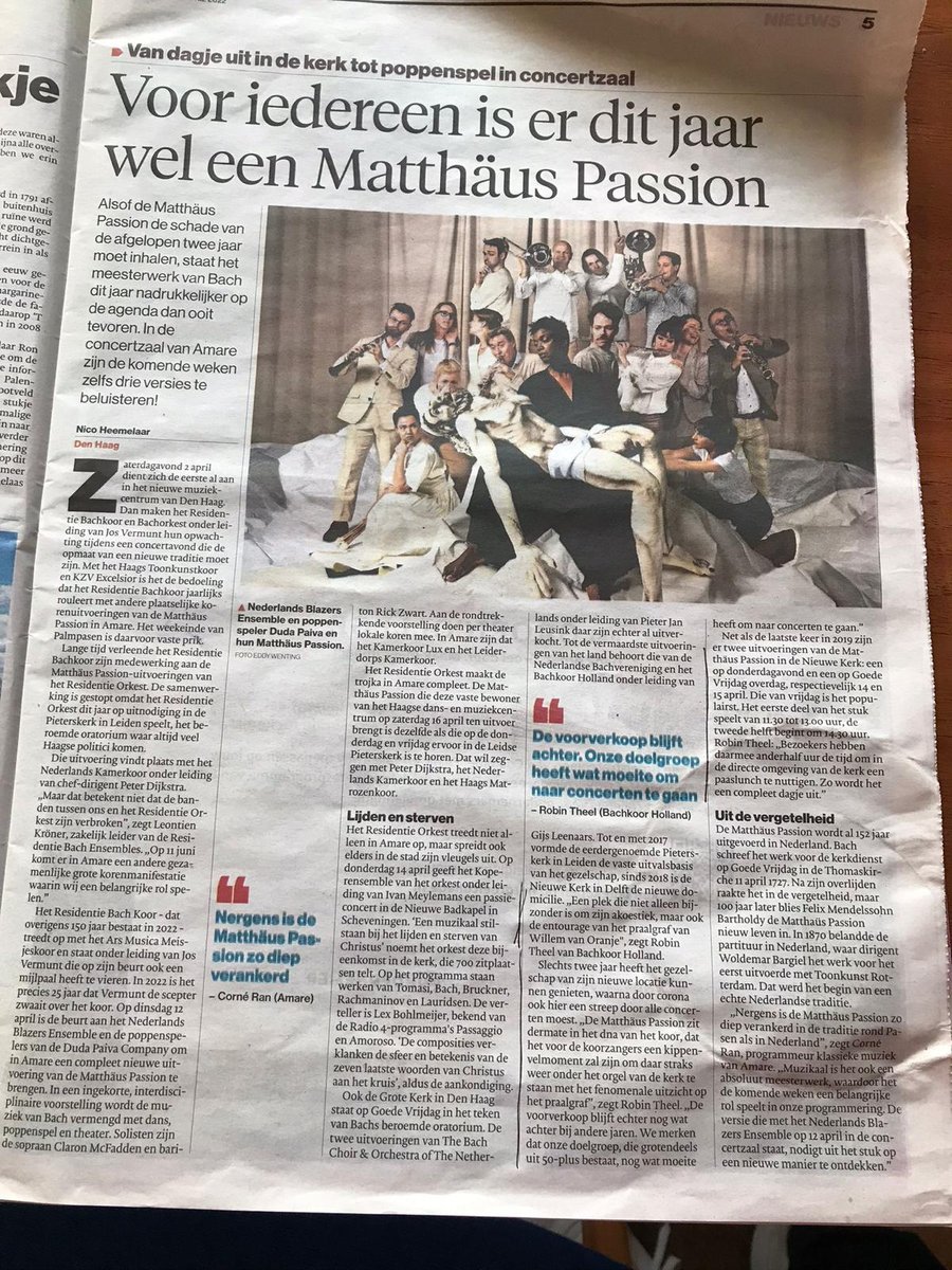 In <a href="/ADnl/">AD.nl</a> "Tot de vermaardste uitvoeringen van het land behoren die van ... Bachkoor Holland o.l.v. GijsLeenaars". U kunt erbij zijn op 7 april in #Leeuwarden, 9 april in #Lochem en op 14 en 15 april in #Delft. Bent u erbij? bachkoorholland.nl