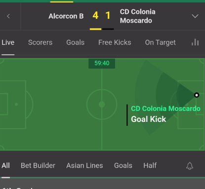 _StayFun's tweet photo. @bet365 match Alcorcon B vs CD Colonia Moscardo ended 4-1 at half time. Yet my over 4.5 bet is settled as lost. Please re-settle your bets. I also had 4-1 correct score. https://t.co/BwW6DQ0QVg