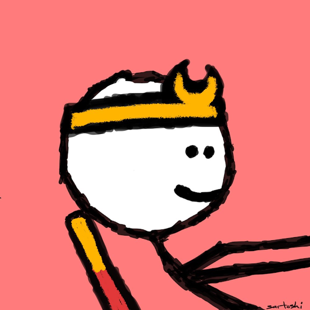 🐒🐒GN！

There is a mfer wearing a Golden Hoop of Wukong, leaning on Wukong's Golden Cudgel, how does he look?🙈🙈🤣🤣🤣

#mfers <a href="/sartoshi_nft/">@sartoshi_nft</a>