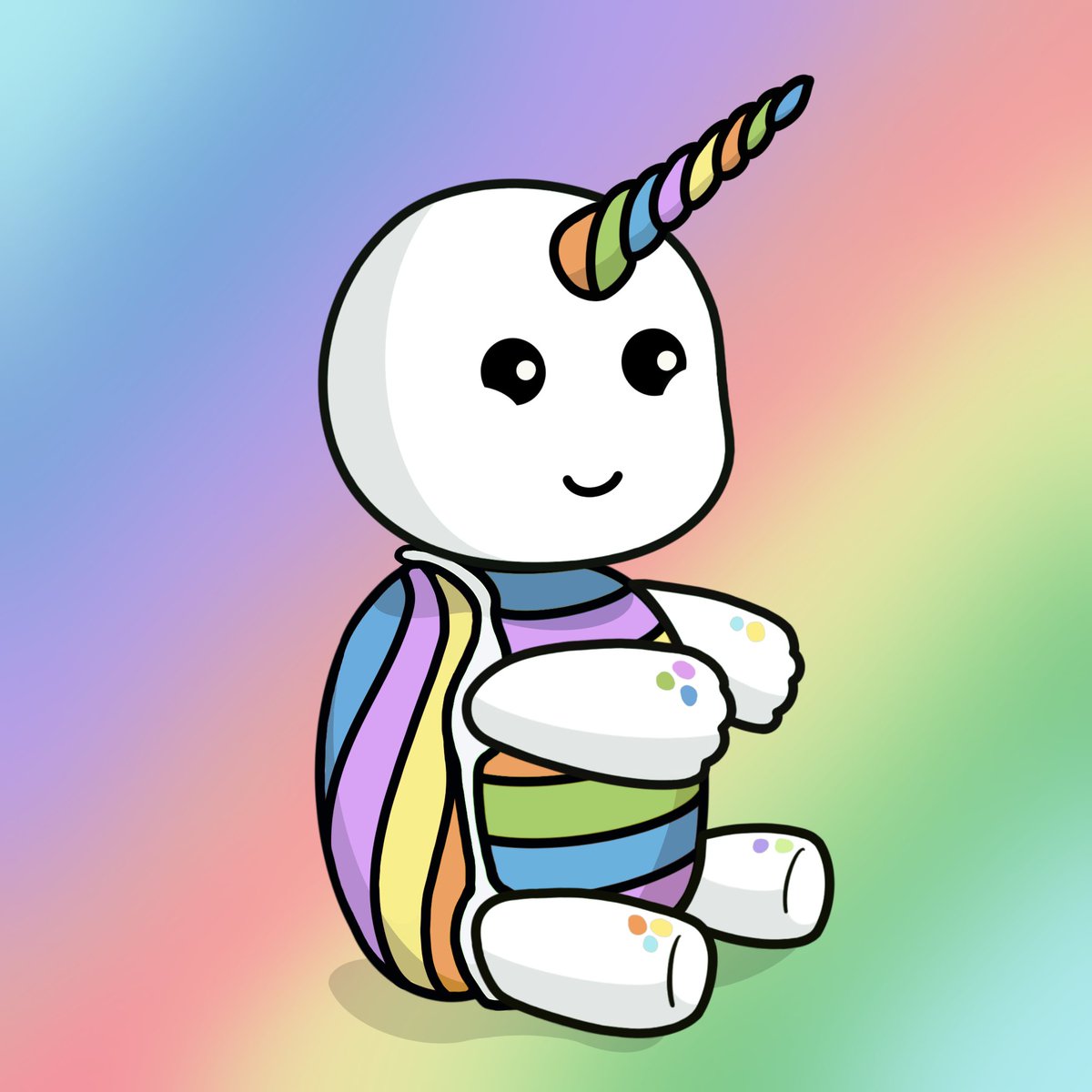 AquaShells's tweet photo. We’ve just released another sneak peek of our incredible art by the ever so talented Turtle Steve🐢 

Please say hello to our Rainbow Unicorn turtle 🌈 🦄 

How cute is this 😍

#NFT #AquaShells #NFTs https://t.co/t2Rl2qQzjd