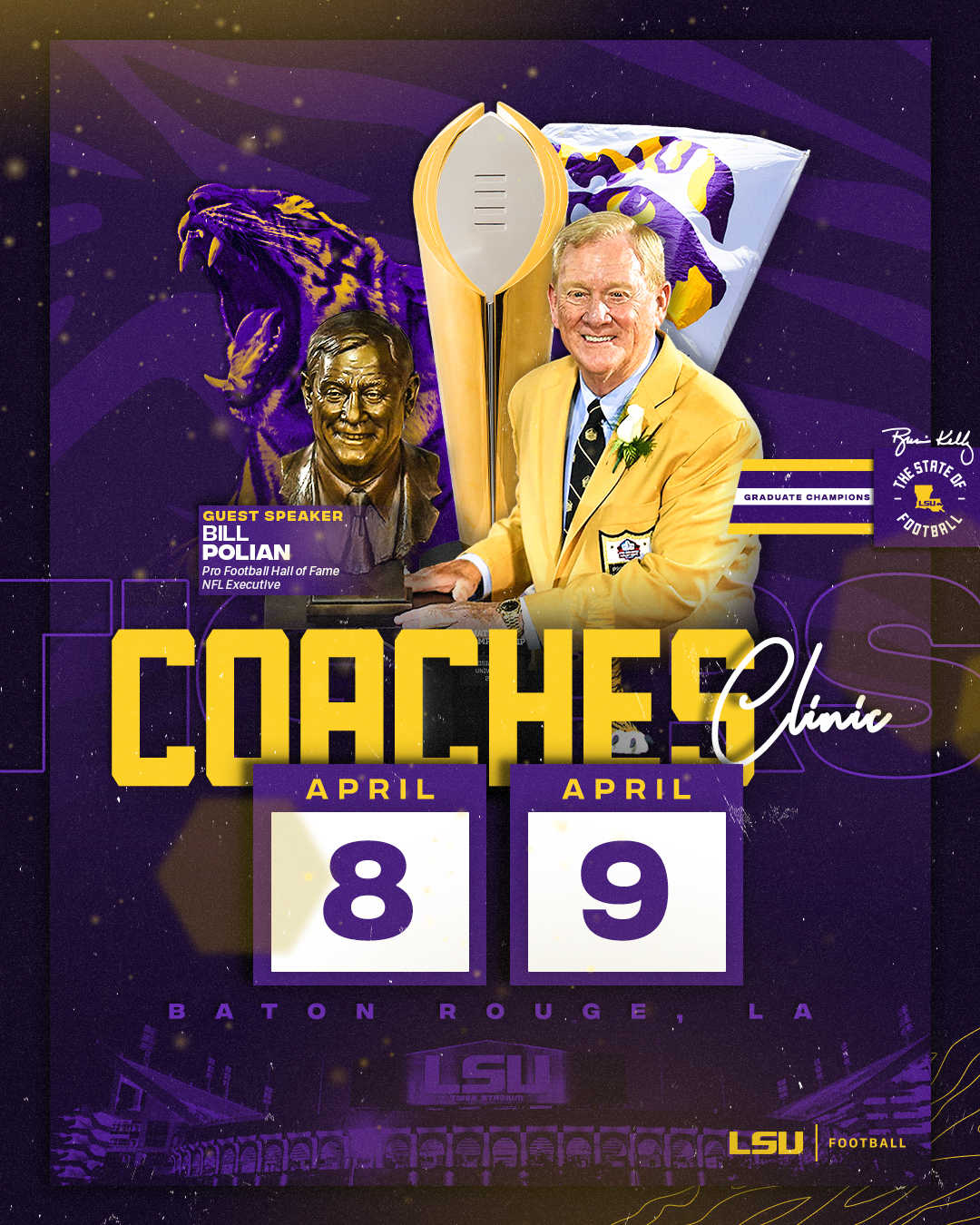 LSU Football on Twitter: "The 2022 LSU Coaches Clinic is April 8-9 and
