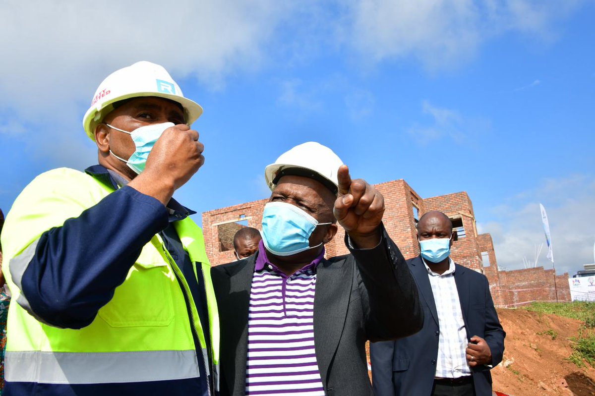 GCISMedia's tweet photo. Minister @MondliGungubele receiving update from the Ixopo Mayor on the progress made in the construction of Ixopo Community Residential Units. #DistrictDevelopmentProject https://t.co/w3Y9M9nY42