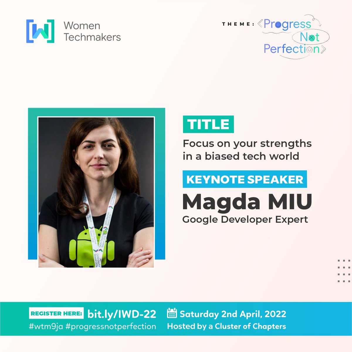 🌟Today I was honoured to be a keynote speaker at @WomenTechmakers's event and I talked about how to focus on your strengths in a biased tech world #iwd22 #wtm #WomenInTech #biases