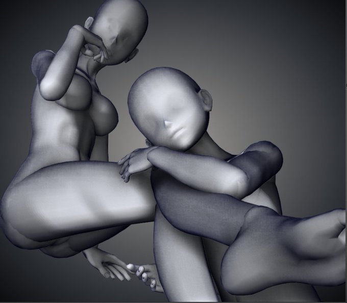 デザインドール複数人の複雑な構図、ラフのデッサンに悩んでしまい、毎度時間がかかる(いずれも私)におすすめです。
OBJで書き出ししてクリスタにもっていくことも
可能です。 