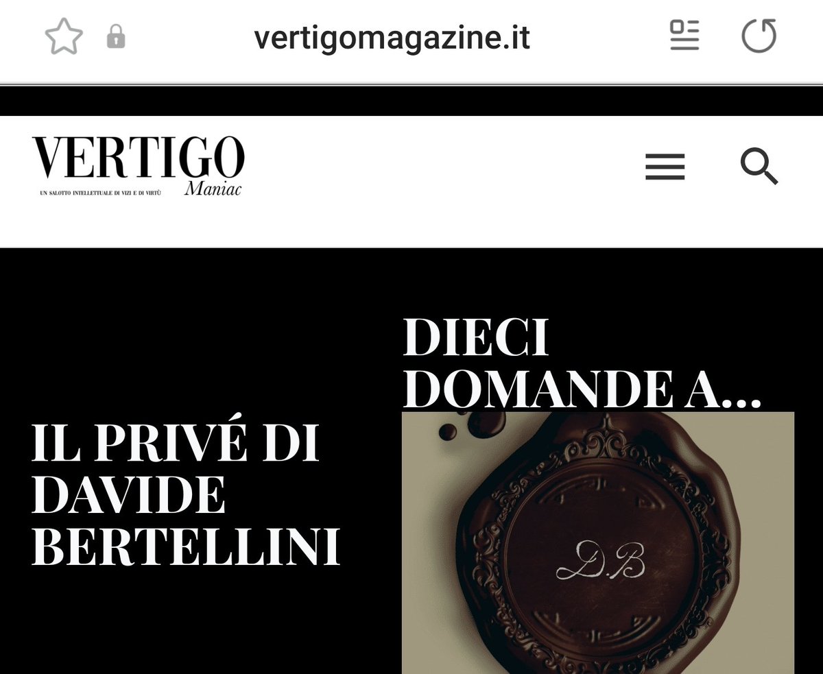 Seguite la mia rubrica di interviste #Ilprivedidavidebertellini su #VertigoManiac e-lifestyle magazine del gruppo <a href="/PassioneGourmet/">Passione Gourmet</a>
vertigomagazine.it/rubriche/il-pr…