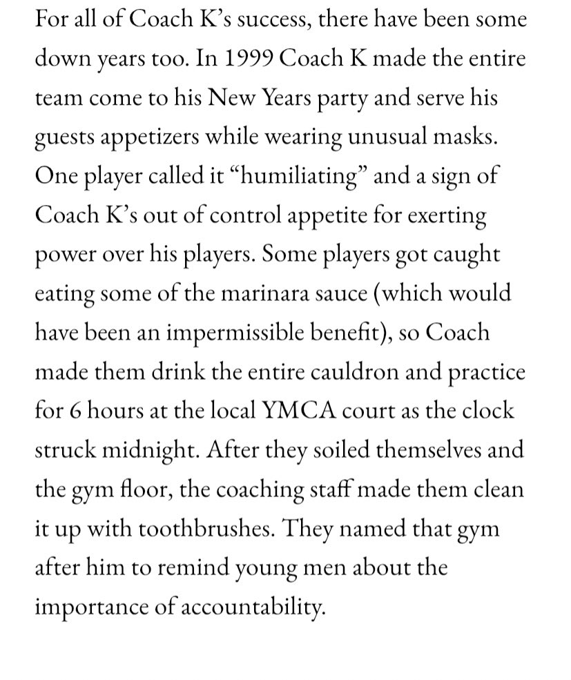 PFTCommenter's tweet photo. Just read this wild story in The Athletics premium-plus specal coach k issue https://t.co/zk5fQpN63h