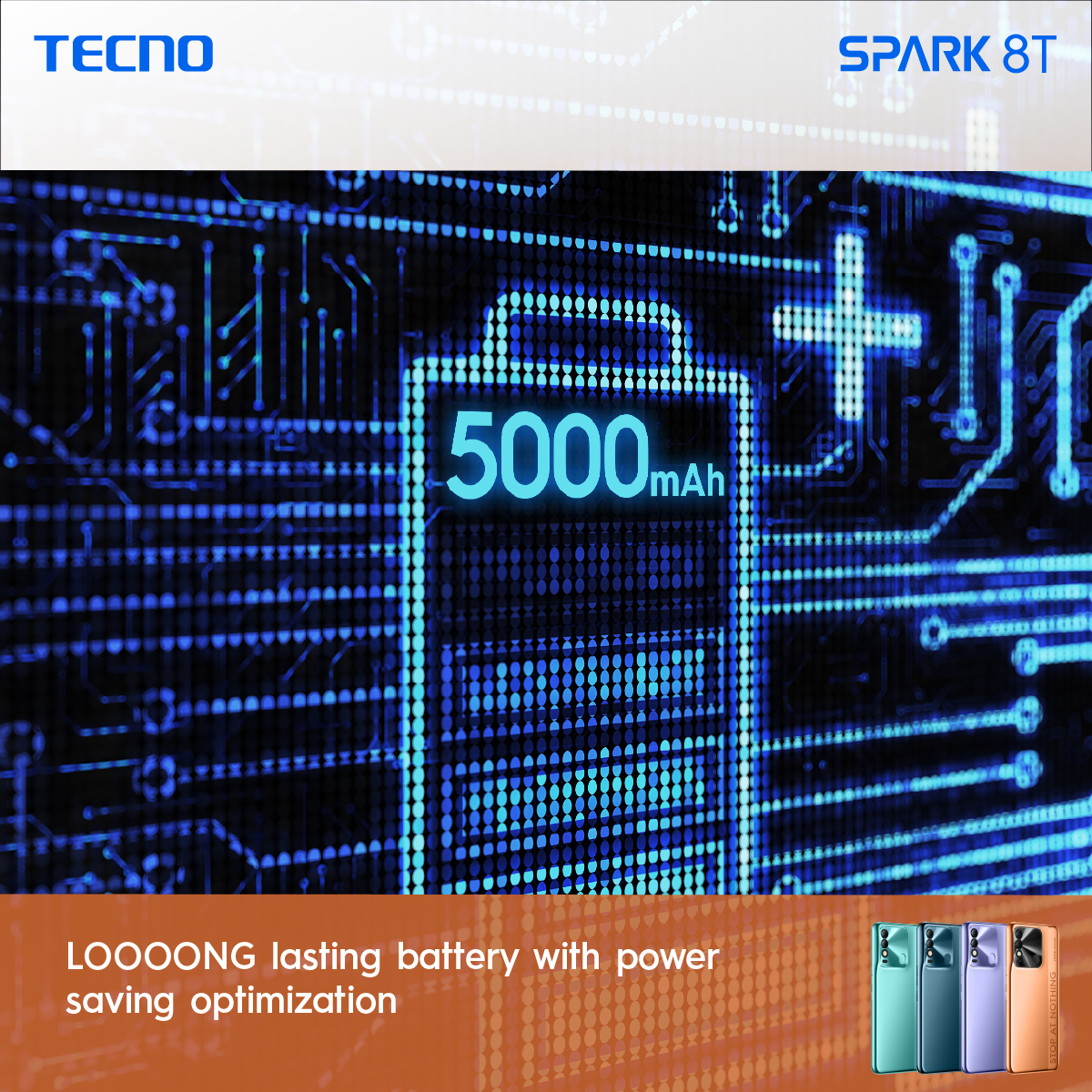 tecnomobile's tweet photo. Always be energetic.

#TECNO #StopAtNothing #SPARK8T #5000mAh https://t.co/vhQKBagnA6