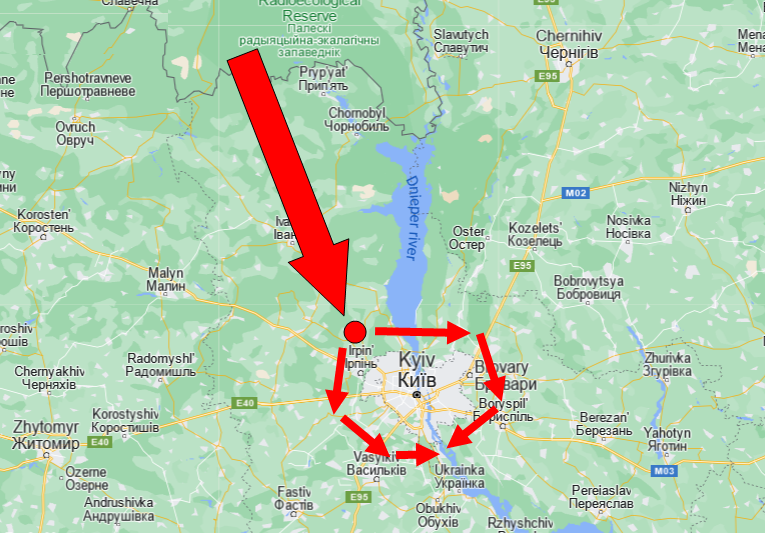 Battle of Kyiv Thread 22/BATTLE OF KYIVThe Battle plan to take Kyiv was to send Russian 35th Combined Arms Army from Belarus to a staging town outside Kyiv (Hostomel just outside of Irpin) on Day 1. Then refuel. Then encircle Kyiv on Day 2. Start destruction of Kyiv on Day 3